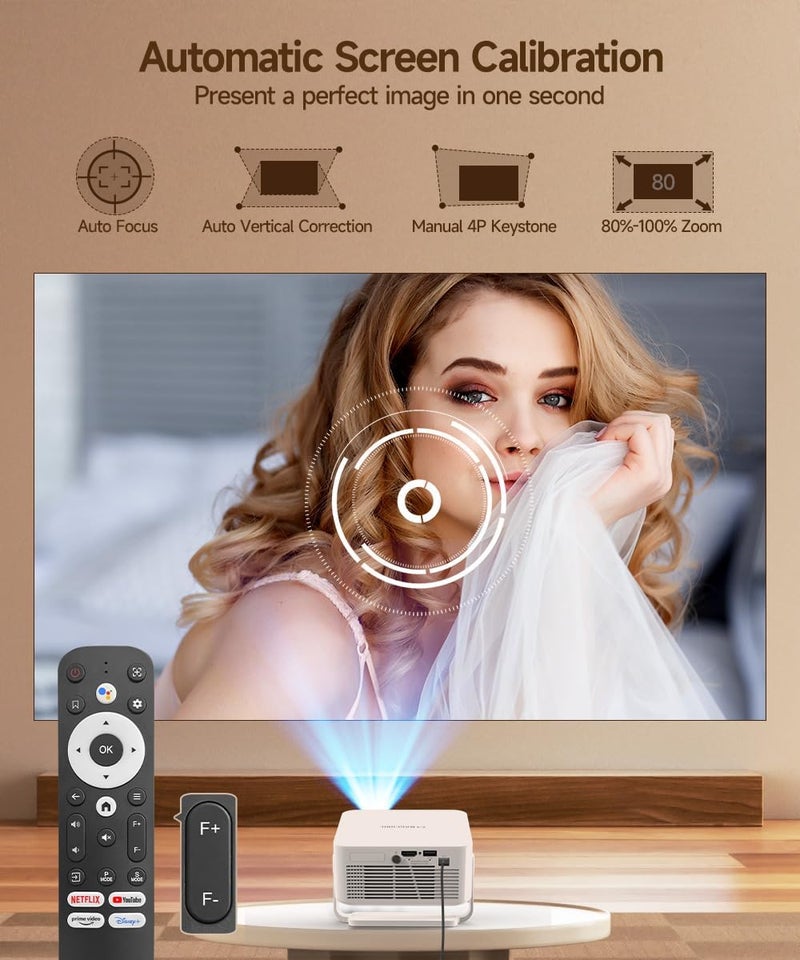 MAGCUBIC Mini Projector with Wifi and Bluetooth, Smart Portable Projector, 260 ANSI & 2K Support, Auto Focus & Keystone, 180° Rotatable Portable Movie Proyector for Home Outdoor, Android 11 HY300GT - Image 4